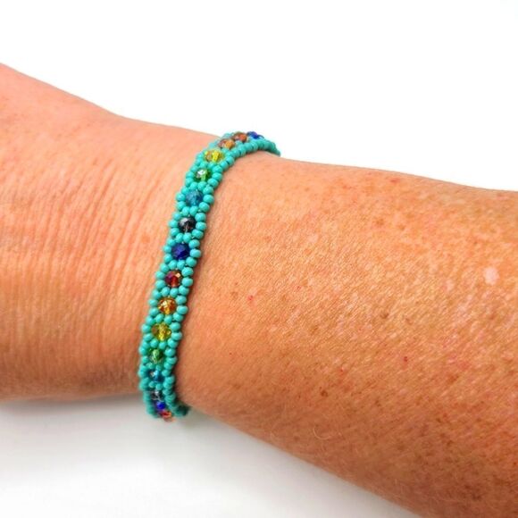 Handmade beaded seed beads bracelet - Picture 1 of 4
